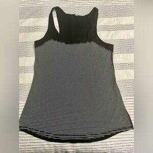 Lululemon Cool Racerback Tank Top, Black/White Stripes, Likely Sz 10 or 12